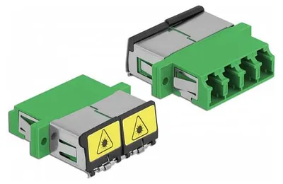 Obrázok produktu pre LWL Kupplung mit Laserschutzklappe LC Quad Buchse zu LC Quad Buchse Singlemode grün