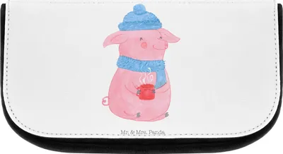 Produktbild von Mr. & Mrs. Panda kosmetiktäschchen Schweinchen Glühwein - Weiß - Geschenk, kosmetiktasche klein, Organizer, Kulturtasche, Kulturbeutel, Weihnachtsmarkt, Make-up Täschchen