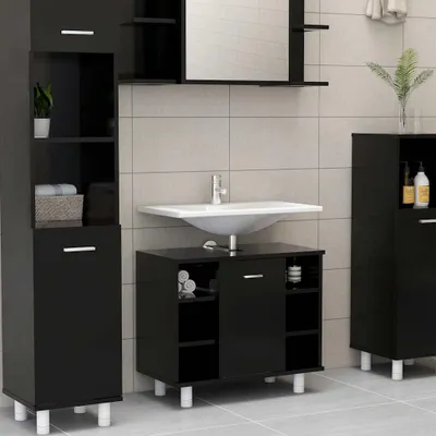 Obrázok produktu pre vidaXL Kúpeľňová skrinka čierna 60x32x53,5 cm Materiál drevo