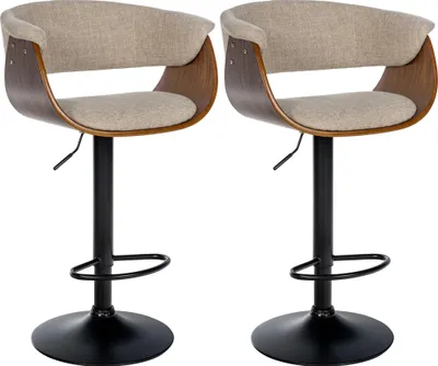 Produktbild von CLP Barhocker Vestal mit Fußstütze, höhenverstellbar walnuss/creme Material Stoff