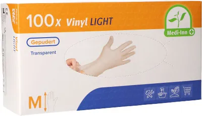 Produktbild von Medi Inn Handschuhe aus Vinyl Größe M weiß 24 x 13 x 7.5 cm