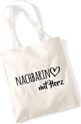 Produktbild von Huuraa Jutebeutel Nachbarin mit Herz 10 Liter Natural Baumwolle Tasche Geschenkidee