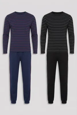 Produktbild von AUTHENTIC LE JOGGER Pyjama 4 -teilig schwarz, blau Größe 44/46, KI-generiertes Bild