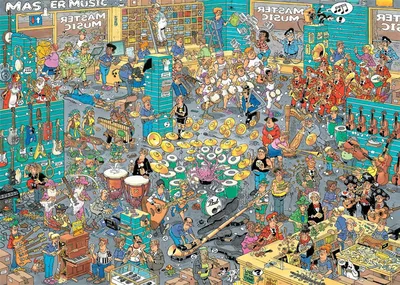 Produktbild von Jan van Haasteren - Musik - Shop & Urlaubsfieber - 2X 1000 Teile, 1000 Stück(e), Comics, 12 Jahr(e)
