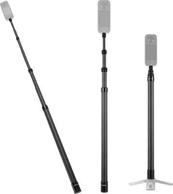 Produktbild von Andoer 2,1 Meter/82,6 Zoll tragbarer Selfie-Stick Teleskop-Selfie-Staender aus Kohlefaser, 3 Abschnitte mit 1/4-Zoll-Schraube, kompatibel mit INSTA360 X2/X3