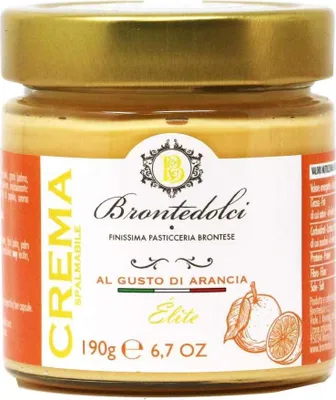 Produktbild von Brontedolci Crema Spalmabile al gusto di Arancia Streichcreme mit Orangengeschmack 190g in Glas Sizilianische Orangen
