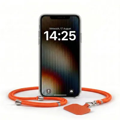 Produktbild von Handyhülle für Apple iPhone 12 mit Handykette Band in Rot Kordel Hülle Case Schutzhülle Transparent