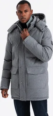 Produktbild von Ombre Clothing Winterjacke für Männer Birrissa graue Melange XXL
