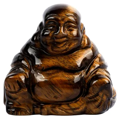 Produktbild von Tigerauge-Buddha-Statue aus Kristall, lächelnd, 3,8 cm kleines Ornament für das Zuhause, Mini-Buddhismus-Geschenk, geschnitzte Buddha-Figur, Glücksbringer, Taschenstein