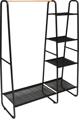 Image de Portant à vêtements avec étagère à chaussures - Noir
