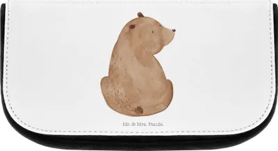 Produktbild von Mr. & Mrs. Panda Kosmetiktasche Bär Schulterblick - Weiß - Geschenk, Motivation, Teddy, kosmetiktäschchen, Selbstachtung, Kulturbeutel, Bären, Organizer, Make-Up Tasche
