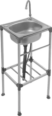 Obrázok produktu pre Voľne stojaca kuchynská drezová misa – nerezová oceľ – jedno umývadlo – s batériou, 1 otvor – na samostatnú montáž – 38 x 33 x 83 cm – strieborná