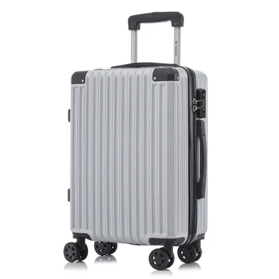 Produktbild von yonsly Premium Reisekoffer TSA-Schloss,YKK-Reißverschluss Hartschalen-Koffer Trolley Kabinenkoffer Rollkoffer Suitcase Handgepäck (Silber,M)
