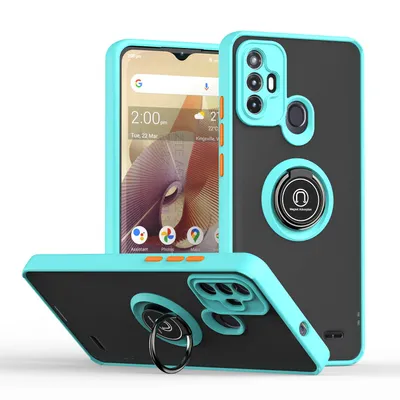 Immagine prodotto di Custodia per ZTE Blade A52 custodia in TPU traslucido opaco con supporto ad anello e supporto Blu