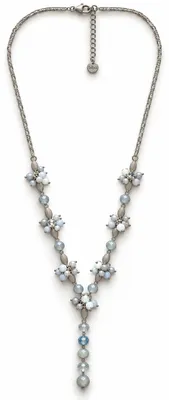 Produktbild von Halskette Langhalskette Y-Kette Goldfarben mit Graue Crystal Perlen Biba