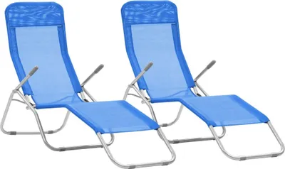 Image de Chaises longues pliables lot de 2 Textilène Bleu