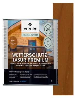 Produktbild von Eukula Wetterschutz-Lasur Premium, 1 Liter, Eiche