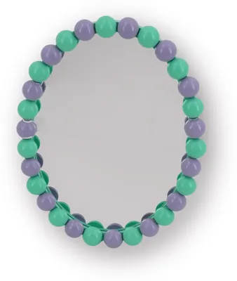 Productafbeelding van Spiegel - Ovaal - Bubbelglas - Mintgroen/Lila - 29x22,5 cm