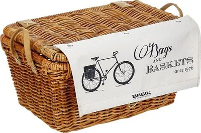 Productafbeelding van Famanu fietsmand met comfortabele handgrepen - riet