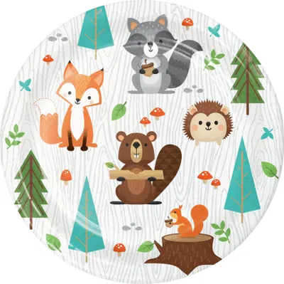 Image de 8 assiettes en carton animaux de la forêt 18cm