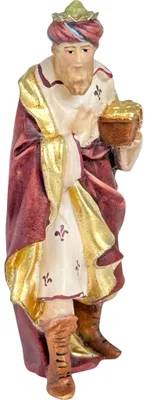 Krippenfigur Melchior, weiß/gold, handbemalt, 10 cm
