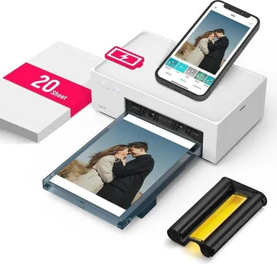 Immagine prodotto di Pratica stampante fotografica con Wi-Fi - Foto istantanee fino a 10 x 15 cm, caricabatterie, 20 fogli di carta fotografica e testina di stampa inclusi
