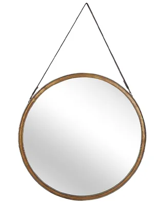 Obrázek produktu pro BELIANI Nástěnné zrcadlo zlaté železné ø 60 cm kulaté starožitný vzhled závěsná páska retro styl chodba koupelna obývací pokoj ložnice