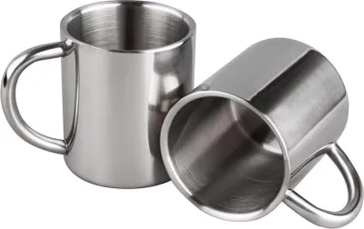 Produktbild von 2 Stück 220 ml Edelstahl Kaffeetassen mit Griff Doppelwandige Tasse zum Warmhalten oder Kühlen von Getränken Isolierte Reisewasserbecher