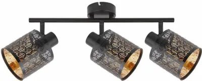 Obrázek produktu pro Stropní reflektor Tuluza, černý, 3xE14x40W, kov, rozměry: 15,5 x 40 x 10 cm, IP20, Reality