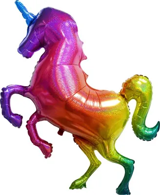 Zdjęcie produktu dla Balon foliowy Jednorożec, 135 cm, tęczowy