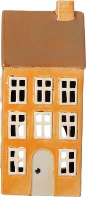 Produktbild von Haus für Teelicht Keramik gelb10x8,5cm