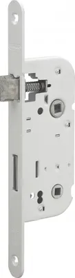 Image de Serrure encastrable NF à condamnation pour salle de bain et toilette, axe 40mm, bouts ronds, blanc - THIRARD