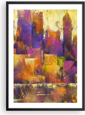 Produktbild von Gerahmtes Poster - Schwarzer Rahmen - Abstraktion Stadt Wolkenkratzer - 50x70 cm - Wand Bild - Wanddeko - Wandbilder - Wandposter - Bilderrahmen - Bilder - Kunstdruck - Wandbild - P2BPA50x70-4294