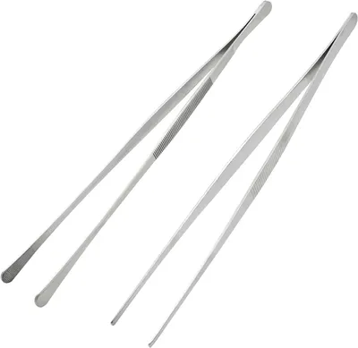 Produktbild von 2 Stücke lange pinzette lang aus Edelstahl, rund und spitz, grillpinzette, kochpinzette, 16 cm