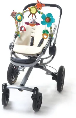 Spielbogen für Kinderwagen mit Musik und Tier-Spielzeugen, universell befestigbar für Wiege und Autositz