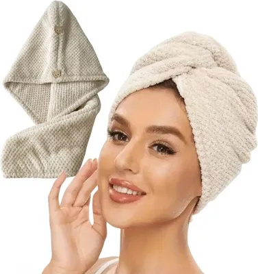 Zdjęcie produktu dla Ręcznik kapturek do włosów beżowy 65 x 25 cm REC52WZ2