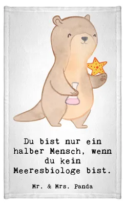 Produktbild von Mr. & Mrs. Panda Handtuch Meeresbiologe Herz - Weiß - Geschenk, Lustig, Frotteetuch, Frotteehandtuch, Studium, Witzig, Spruch, Design, Klein, gäste wc