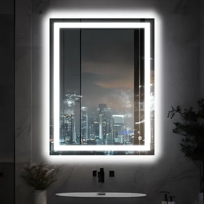 Immagine prodotto di Specchio da bagno a LED, 80x60 cm, con dimmer, antiappannamento, 3 temperature di colore, CRI >90, colore bianco
