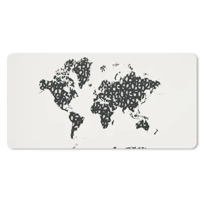 Produktbild von MuchoWow® Schreibtischunterlage Weltkarte - Zahlen - Schwarz 80x40 cm - XXL Mauspad - Gaming Mauspad