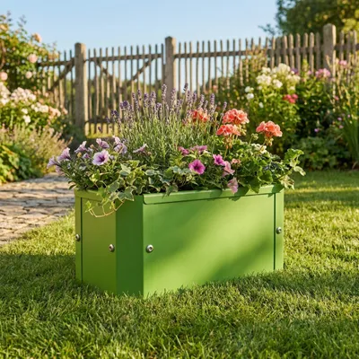 Produktbild von VCM Metall Hochbeet 39x18x16 cm, rechteckiger Pflanzkasten für Balkon Terrasse Garten, Blumenkasten mit und ohne Boden nutzbar, Balora S