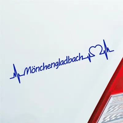 Produktbild von Auto Aufkleber Mönchengladbach Herz Herzschlag 19x4 cm Dunkelblau Sticker Heckscheibenaufkleber