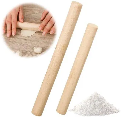 Obrázek produktu pro Sada válečků na těsto Ibenzoa® (2 kusy) – válečky z bukového dřeva, 25 cm a 30 cm, průměr 3 cm, ergonomický design, vhodné do myčky, ideální pro pizzu, těstoviny a pečivo