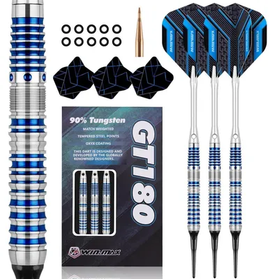 Image de Fléchettes de fléchettes, 90 % de tungstène, 18 grammes, couleur bleue, lot de 3