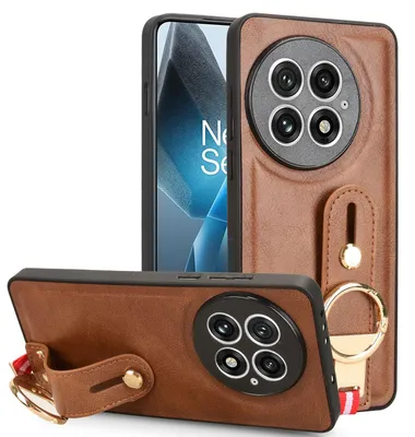 Obrázek produktu pro Pro OnePlus 13 Design Umělá kůže TPU ochranné pouzdro s poutkem na ruku Hnědá