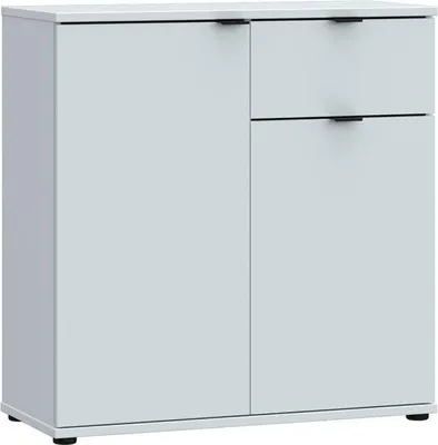 Produktbild von Forte GANYMEDE Kommode 80, minimalistische Kommode, 2-türig, 1 Schublade, Holzwerkstoff, Wohn-/Schlafzimmer, Secret Grey, 80,1 cm breit x 82,3 cm hoch x 34,1 cm tief