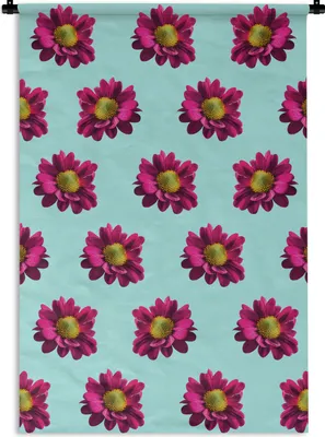 Produktbild von MuchoWow® Wandteppich Wandbehang Blumen - Lila - Muster 60x90 cm Tapisserie Dekoration Wandtuch - Foto-Teppich - Abwaschbar