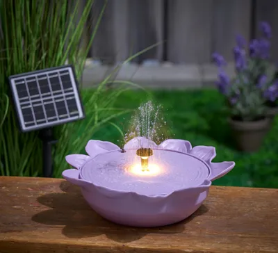 Produktbild von Solar Springbrunnen Gartenbrunnen ⌀ 32cm Wasserfontäne mit LED Beleuchtung Wasserspiel Außenbereich