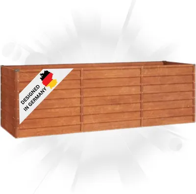Produktbild von DELUKE® Hochbeet aus Cortenstahl ISAK | unten offen | Pflanzenbeet Gartenbeet Metall Blumenbeet Beet hoch Frühbeet für Garten Gemüsebeet, 240x80x77cm
