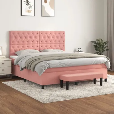 Produktbild von Cloris Designermöbel Boxspringbett mit Matratze Rosa 160x200 cm Samt 2024 Neu