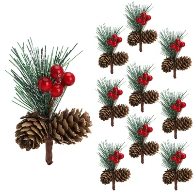 Produktbild von Mini-Weihnachtsbaumzubehör, Tannenzapfen, Tannenzweige, Weihnachtsdekorationen, kleine Blumenarrangements